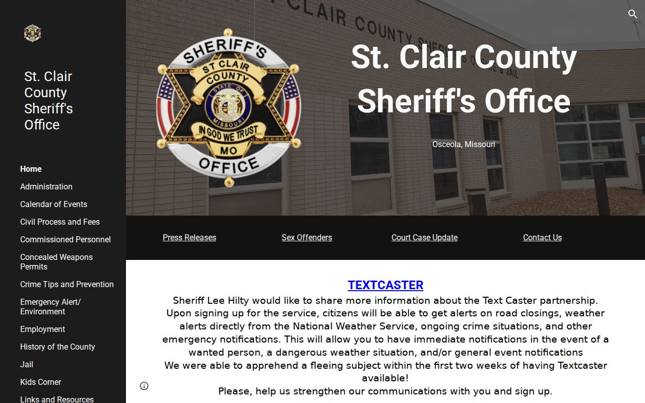 St. Clair County arrest lookup at the official sheriff office website