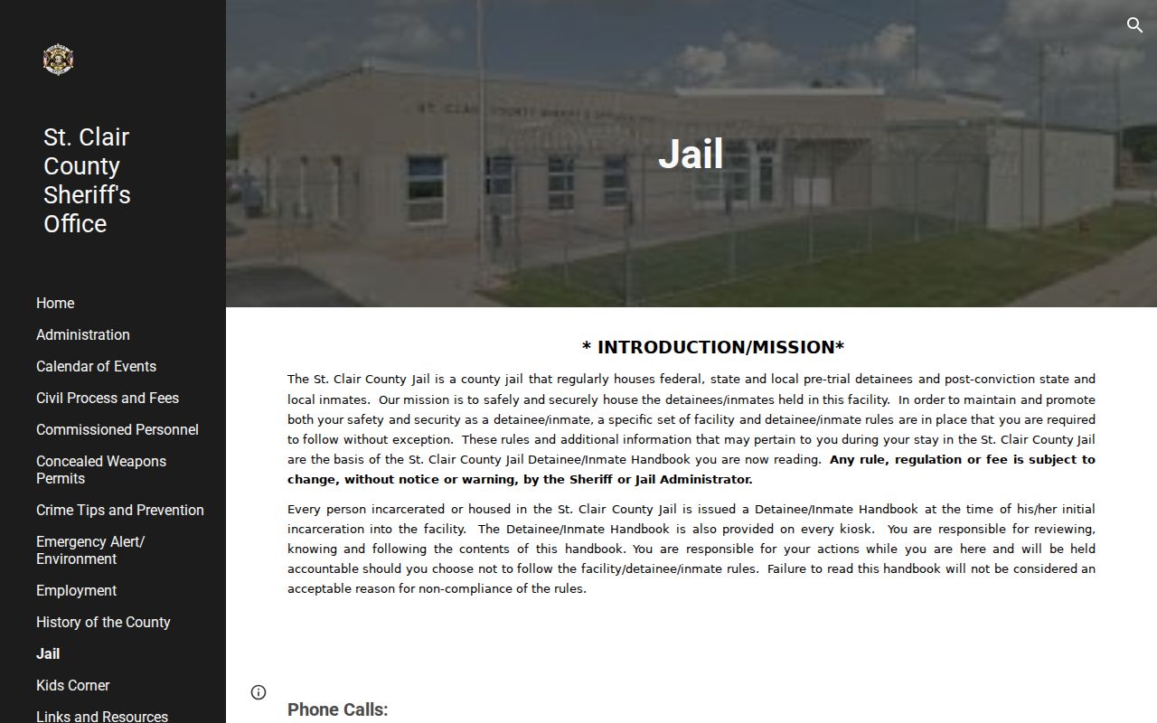 St. Clair County arrest and jail information from the official county jail page