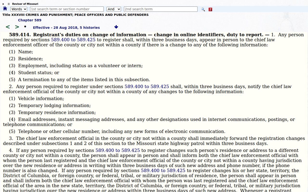 St. Clair County sex offender registry tier law in Missouri
