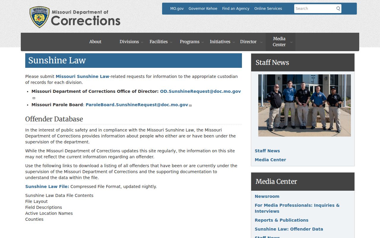 St. Clair County criminal corrections record request through MODOC