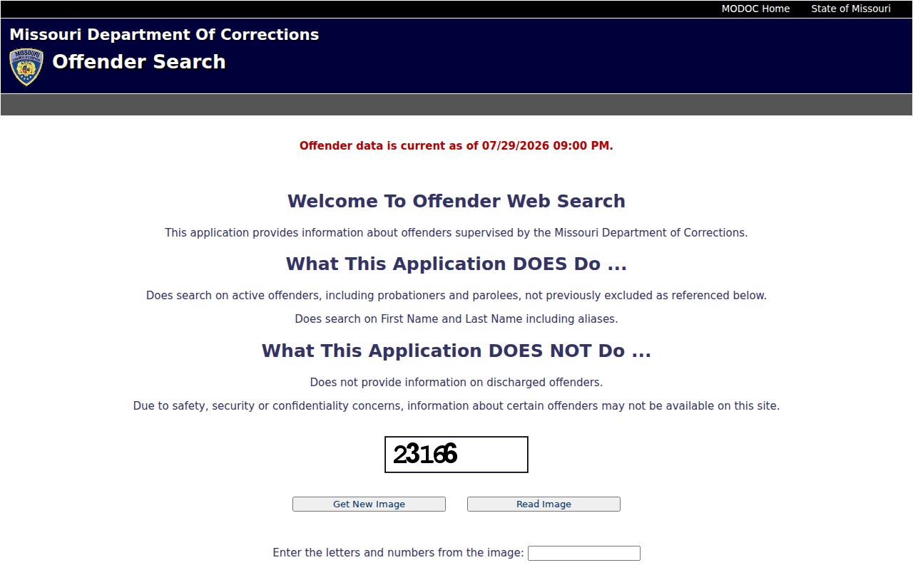 St. Clair County criminal records in the MODOC Offender Search
